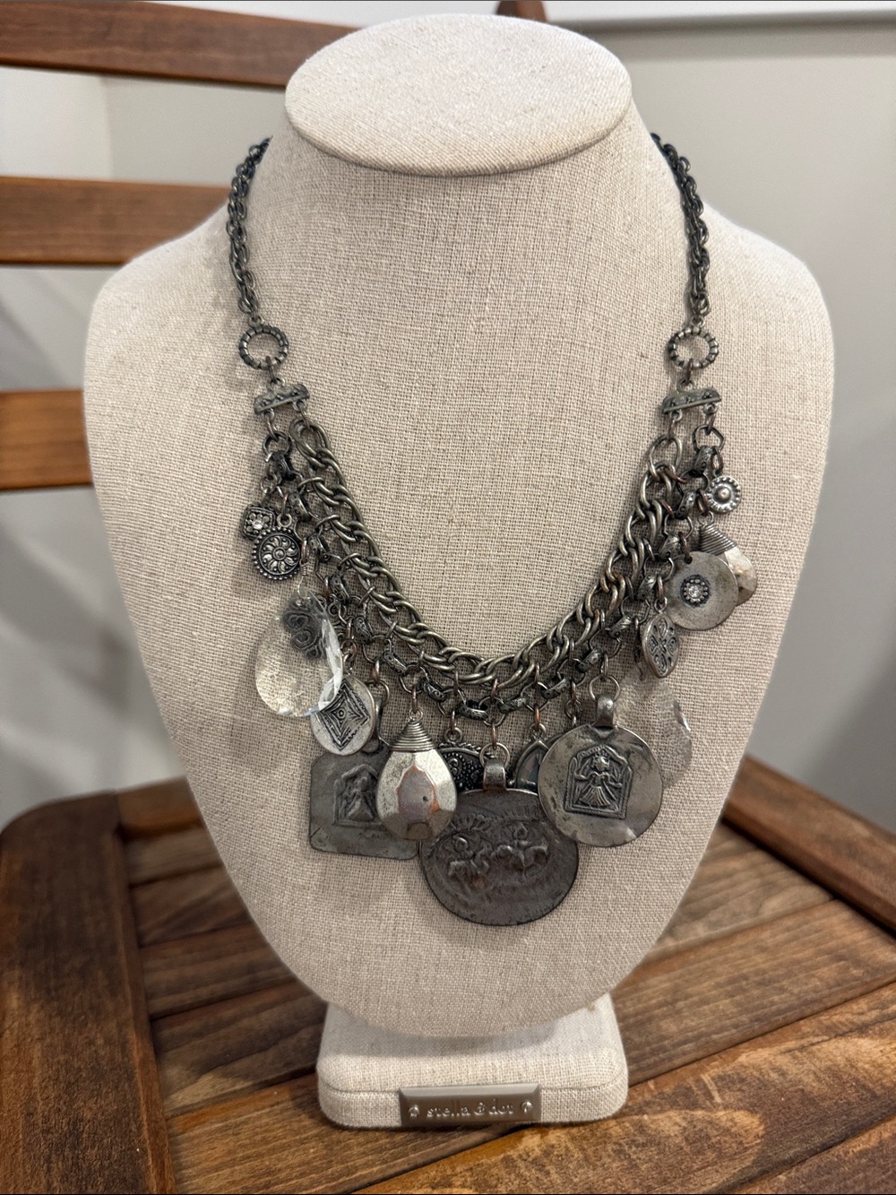 Chico’s Silver-Tone Multi-Charm Statement Necklace